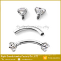 3mm Gem Internally Threaded Eyebrow Ring Body Jewelry